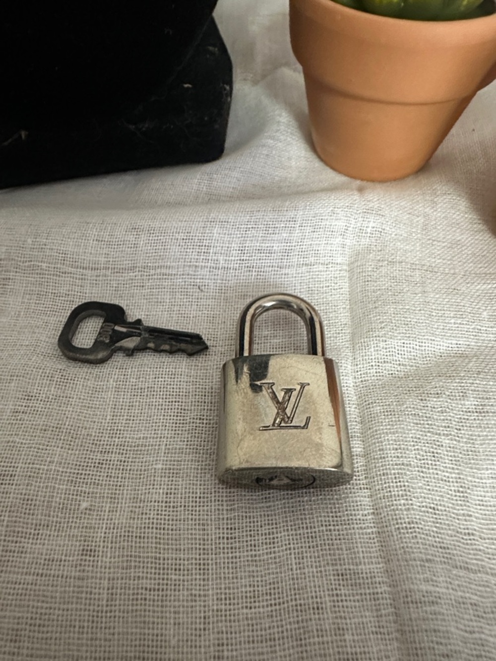 Authentic Louis Vuitton Silver Padlock and Key #300